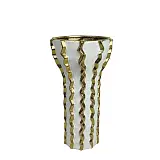 ΚΕΡΑΜΙΚΟ ΚΟΥΠ ΛΕΥΚΟ ΜΕ ΧΡΥΣΕΣ ΚΑΘΕΤΕΣ ΖΙΚΖΑΚ ΡΑΒΔΩΣΕΙΣ LARGE - 32.5cm 1/6ΚΙΒ