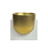 ΚΕΡΑΜΙΚΟ ΚΟΥΠ ΛΕΥΚΟ/ΧΡΥΣΟ ΜΠΩΛ ΣΕ ΤΕΤΡΑΓΩΝΗ ΒΑΣΗ ΜΕΓΑΛΟ - 24.9cm 1/4ΚΙΒ