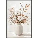 ΠΙΝΑΚΑΣ ΚΑΜΒΑΣ ΕΚΡΟΥ/ΚΑΦΕ ΒΑΖΟ ΜΕ ΛΟΥΛΟΥΔΙΑ ΣΕ ΚΟΡΝΙΖΑ - 82.5x122.5x3.5cm 6/ΚΙΒ