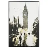 ΠΙΝΑΚΑΣ ΚΑΜΒΑΣ ΒΟΛΤΑ ΣΤΟ ΛΟΝΔΙΝΟ ΑΣΠΡΟΜΑΥΡΟ/ΧΡΥΣΟ ΣΕ ΚΟΡΝΙΖΑ - 60x90x4cm 12/ΚΙΒ