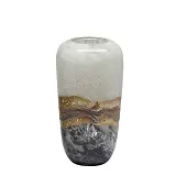 ΒΑΖΟ ΑΠΟ ΦΥΣΗΤΟ ΓΥΑΛΙ ΩΟΕΙΔΕΣ ΜΠΕΖ/ΜΕΛΙ & ΓΚΡΙ ΜΑΡΜΑΡΟ - Φ15x28cm 6/ΚΙΒ