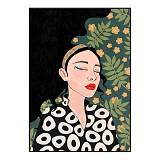 BOTANICAL LADY ΠΙΝΑΚΑΣ ΔΙΑΚΟΣΜΗΣΗΣ 50x70x3cm ΚΑΜΒΑΣ ΠΟΛΥΧΡΩΜΟ ΞΥΛΟ ΜΑΥΡΟ