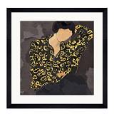 LADY IN PORTRAIT ΠΙΝΑΚΑΣ ΔΙΑΚΟΣΜΗΣΗΣ 43x43x4cm ΓΥΑΛΙ ΠΟΛΥΧΡΩΜΟ ΞΥΛΟ ΜΑΥΡΟ