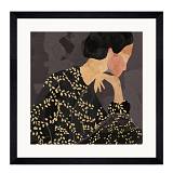 LADY IN PORTRAIT ΠΙΝΑΚΑΣ ΔΙΑΚΟΣΜΗΣΗΣ 43x43x4cm ΓΥΑΛΙ ΠΟΛΥΧΡΩΜΟ ΞΥΛΟ ΜΑΥΡΟ