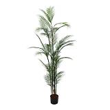 MAJESTY PALM ΔΕΝΤΡΟ ΤΕΧΝΗΤΟ ΣΕ ΓΛΑΣΤΡΑ 180cm PVC ΠΡΑΣΙΝΟ ΜΑΥΡΟ ΤΣΙΜΕΝΤΟ