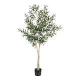 OLIVE TREE ΔΕΝΤΡΟ ΤΕΧΝΗΤΟ ΣΕ ΓΛΑΣΤΡΑ 180cm PVC ΠΡΑΣΙΝΟ ΜΑΥΡΟ ΤΣΙΜΕΝΤΟ