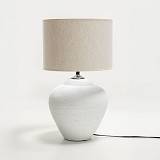 SANTORINI ΦΩΤΙΣΤΙΚΟ ΕΠΙΤΡΑΠΕΖΙΟ 30x30x60cm ΚΕΡΑΜΙΚΟ ΛΕΥΚΟ ΛΙΝΟ ΜΠΕΖ