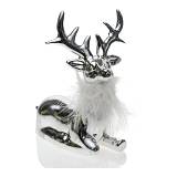 ΧΡΙΣΤΟΥΓΕΝΝΙΑΤΙΚΟΣ ΔΙΑΚΟΣΜΗΤΙΚΟΣ ΤΑΡΑΝΔΟΣ ΚΕΡΑΜΙΚΟΣ  ΑΣΗΜΙ ΜΕ ΠΟΥΠΟΥΛΟ ΛΕΥΚΟ 15,5Χ7,1Χ16,9ΕΚ