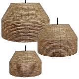 ΦΩΤΙΣΤΙΚΟ ΣΕΤ/3 ΟΡΟΦΗΣ ΚΡΕΜΑΣΤΟ ΚΑΦΕ ΜΕ ΠΛΕΞΗ ΚΑΛΑΘΙΟΥ - L:Φ45x30.5, M:Φ40.5x25.5, S:Φ35.5x20.5cm 2/40ΚΙΒ