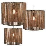 ΦΩΤΙΣΤΙΚΟ ΣΕΤ/3 ΟΡΟΦΗΣ ΚΡΕΜΑΣΤΟ ΚΑΦΕ ΜΕ ΣΧΟΙΝΙ - L:Φ35.5x35.5, M:Φ30x25.5, S:Φ25.5x20.5cm 4/20ΚΙΒ