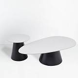 OVO COFFEE TABLE SET 2ΤΕΜ ΛΕΥΚΟ ΜΕ ΟΨΗ ΜΑΡΜΑΡΟΥ ΜΑΥΡΟ 129x69x38cm