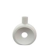 ΔΙΑΚΟΣΜΗΤΙΚΟ ΚΕΡΑΜΙΚΟ ΒΑΖΟ ΛΕΥΚΟ - ΚΥΚΛΙΚΕΣ ΔΙΑΒΑΘΜΙΣΕΙΣ ΜΕ ΤΡΥΠΑ - 20x6x24cm 30/KIB