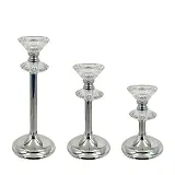 ΚΗΡΟΠΗΓΕΙΑ ΜΕΤΑΛΛΙΚA ΑΣΗΜΙ/ΛΕΥΚΟ ΣΕΤ/3 ΚΛΑΣΙΚΟ ΡΑΒΔΟΣ ΜΕ ΚΡΥΣΤΑΛΛΑ-S:Φ10x17,Μ:Φ10x21,L:Φ10x27cm 12/ΚΙΒ