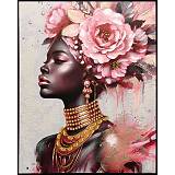 ΠΙΝΑΚΑΣ ΚΑΜΒΑΣ ΓΥΝΑΙΚΑ ΑΦΡΙΚΑΝΑ ΜΕ ΛΟΥΛΟΥΣΙΑ ΣΤΟ ΚΕΦΑΛΙ - 82x102cm 6/KIB