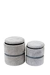 ΣΚΑΜΠΟ ΣΕΤ 2ΤΕΜ ΓΚΡΙ ΜΕ ΔΕΡΜΑΤΑΚΙ 41Χ41Χ45ΕΚ ΚΑΙ 35Χ35Χ38ΕΚ