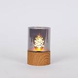 ΦΩΤΙΖΩΜΕΝΟ ΓΥΑΛΙΝΟ ΔΙΑΚΟΣΜΗΤΙΚΟ, ΜΕ ΧΙΟΝΟΝΙΦΑΔΑ ΣΤΟ ΕΣΩΤΕΡΙΚΟ, ΜΠΑΤΑΡΙΑΣ 2xAA, TIMER, 100 ΘΕΡΜΑ ΛΕΥΚΑ LED, 8x12,5cm, IP44