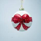 ΓΥΑΛΙΝΗ ΜΠΑΛΑ, ΛΕΥΚΗ ΜΕ ΚΟΚΚΙΝΟ ΦΙΟΓΚΟ, ΣΕΤ 4ΤΜΧ, 10cm