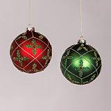 ΓΥΑΛΙΝΗ ΜΠΑΛΑ, ΠΡΑΣΙΝΗ ΚΑΙ ΚΟΚΚΙΝΗ ΜΕ ΣΧΕΔΙΟ ΛΟΥΛΟΥΔΙ, ΣΕΤ 2ΤΜΧ, 10cm