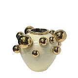 ΚΕΡΑΜΙΚΟ ΒΑΖΟ ΜΠΕΖ/ΧΡΥΣΟ ΜΕ ΧΡΥΣΕΣ ΜΠΑΛΕΣ ΣΤΗΝ ΕΠΙΦΑΝΕΙΑ ΤΟΥ - Φ25x24cm 12/KIB