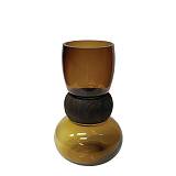 ΓΥΑΛΙΝΟ ΒΑΖΟ ΚΕΧΡΙΜΠΑΡΙ/ΚΑΦΕ ΚΑΜΠΥΛΩΤΟ ΜΕ ΞYΛΙΝΟ ΔΑΚΤΥΛΙΟ ΣΤΗ ΜΕΣΗ - Φ16x26cm 12/KIB