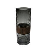 ΓΥΑΛΙΝΟ ΒΑΖΟ ΜΑΥΡΟ/ΚΑΦΕ ΙΣΙΟ ΜΕ ΞΥΛΙΝΟ ΔΑΚΤΥΛΙΟ ΣΤΗ ΜΕΣΗ - Φ11x30cm 15/KIB