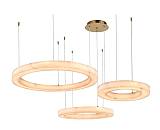 Κρεμαστό φωτιστικό, Alabaster, 65W, 7150 lm, 3CCT (by switch on base)D: 80X6cm-60X6cm-40X6cm(6115-A)