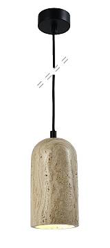 Κρεμαστό φωτιστικό γκρι από travertine marble 1XΕ27 D:10 x 19cm (4089)