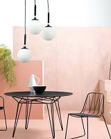 Κρεμαστό φωτιστικό από χρώμιο μέταλλο και λευκή οπαλίνα 3XG9 D:30cm (4515-3 ΡΟΖΕΤΑ)