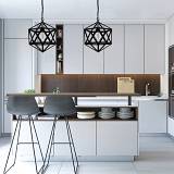 Κρεμαστό φωτιστικό από μαύρο μέταλλο 1XE27 D:30cm (4418-BL)