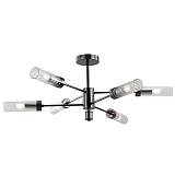 ΦΩΤΙΣΤΙΚΟ ΚΡΕΜΑΣΤΟ ΜΕΤΑΛΛΟ-ΓΥΑΛΙ 6ΦΩΤΟ 6XE14 ΜΑΧ 15W Φ830X330mm  ΜΑΥΡΟ ARTE ILLUMINA VINY