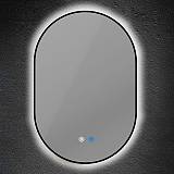 ΚΑΘΡΕΠΤΗΣ ΟΒΑΛ ΜΕ ΜΑΥΡΟ ΠΛΑΙΣΙΟ TOUCH LED DIMMABLE ANTIFOG 16W 1280Lm 3CCT (3000-4000-6000K) 500X900mm ARTE ILLUMINA CYLIS