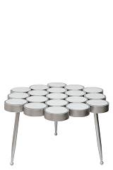 ΤΡΑΠΕΖΙ ΜΕΤΑΛΛΙΚΟ ΑΣΗΜΙ ΜΕ ΚΥΚΛΟΥΣ ΚΑΙ ΚΑΘΡΕΠΤΗ 83Χ46ΕΚ