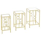 ΣΕΤ 3 ΧΡΥΣΟ ΜΕΤΑΛΛΙΚΟ ΤΡΑΠΕΖΙ ΜΕ ΚΑΘΡΕΦΤΗ 35Χ35Χ60 30Χ30Χ55 25Χ25Χ50ΕΚ