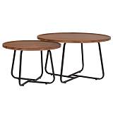 ΣΕΤ 2 ΤΡΑΠΕΖΑΚΙΑ ΚΑΦΕ ΣΤΡΟΓΓΥΛΑ MDF ΜΕ ΜΑΥΡΑ ΜΕΤΑΛΛΙΚΑ ΠΟΔΙΑ Φ70Χ46 Φ60Χ39ΕΚ