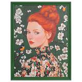 ΠΙΝΑΚΑΣ ΧΕΙΡΟΠΟΙΗΤΟΣ ΜΕ ΓΥΝΑΙΚΑ ΚΑΙ ΛΟΥΛΟΥΔΙΑ ΣΕ ΠΡΑΣΙΝΗ ΚΟΡΝΙΖΑ 100Χ130 ΕΚ(90Χ120)