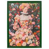 ΠΙΝΑΚΑΣ ΧΕΙΡΟΠΟΙΗΤΟΣ ΜΕ ΓΥΝΑΙΚΑ ΚΑΙ ΛΟΥΛΟΥΔΙΑ ΣΕ ΠΡΑΣΙΝΗ ΚΟΡΝΙΖΑ 110Χ150ΕΚ(100X140)