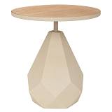 ΚΡΕΜ ΣΤΡΟΓΓΥΛΟ ΜΕΤΑΛΛΙΚΟ ΤΡΑΠΕΖΑΚΙ ΣΑΛΟΝΙΟΥ ΜΕ ΞΥΛΙΝΗ ΕΠΙΦΑΝΕΙΑ AND ΑΚΑΝΟΝΙΣΤΗ ΒΑΣΗ 45Χ45Χ49ΕΚ