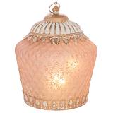 ΡΟΖ ΓΥΑΛΙΝΟ ΦΑΝΑΡΑΚΙ ΜΕ LED ΦΩΣ AND ΜΕΤΑΛΛΙΚΟ ΚΑΠΑΚΙ 15Χ15Χ19ΕΚ (ΑΑΑ 1.5V)