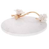 ΛΕΥΚΟΣ ΣΤΡΟΓΓΥΛΟΣ ΚΕΡΑΜΙΚΟΣ ΔΙΣΚΟΣ (ΕΦΕ ΜΑΡΜΑΡΟΥ) ΜΕ ΛΟΥΛΟΥΔΙΑ AND ΧΡΥΣΟ ΧΕΡΟΥΛΙ 23Χ20Χ5,5ΕΚ