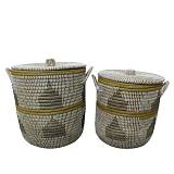 KAIA ΚΑΛΑΘΙ ΜΕ ΚΑΠΑΚΙ SET 2ΤΜΧ 45x45x50cm KANSGRASS ΠΟΛΥΧΡΩΜΟ PVC