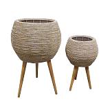 CORDA ΚΑΣΠΩ 39x39x60cm ΞΥΛΟ ΕΛΑΤΟΥ WHITE WASHED ΦΥΣΙΚΟ GRASS