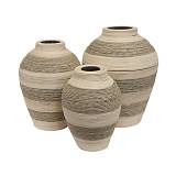 SIKINOS ΒΑΖΟ SET 3ΤΜΧ 37x37x47cm ΣΧΟΙΝΙ ΦΥΣΙΚΟ ΜΠΕΖ PLYWOOD