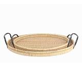 KAMIRA ΔΙΣΚΟΣ 62x39x10cm RATTAN ΦΥΣΙΚΟ ΜΑΥΡΟ PLYWOOD