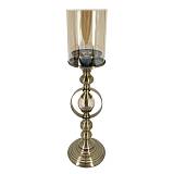 ΜΕΤΑΛΛΙΚΟ ΚΗΡΟΠΗΓΙΟ ΜΠΡΟΝΖΕ ΣΤΕΦΑΝΙ-ΓΥΑΛΙΝΗ ΣΦΑΙΡΑ - Υ53cm 6/ΚΙΒ