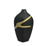 ΚΕΡΑΜΙΚΟ ΒΑΖΟ ΜΑΥΡΟ ΜΕ ΧΡΥΣΟ ΑΥΛΑΚΩΤΟ ΣΧΕΔΙΟ ΜΙΚΡΟ - 30cm 1/8ΚΙΒ