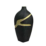 ΚΕΡΑΜΙΚΟ ΒΑΖΟ ΜΑΥΡΟ ΜΕ ΧΡΥΣΟ ΑΥΛΑΚΩΤΟ ΣΧΕΔΙΟ ΜΕΓΑΛΟ - 37.6cm 1/6ΚΙΒ