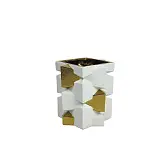 ΚΕΡΑΜΙΚΟ ΒΑΖΟ ΛΕΥΚΟ/ΧΡΥΣΟ ΤΕΤΡΑΓΩΝΑ ΧΙΑΣΤI XSMALL - 20.3cm 1/8ΚΙΒ