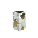 ΚΕΡΑΜΙΚΟ ΒΑΖΟ ΛΕΥΚΟ/ΧΡΥΣΟ ΤΕΤΡΑΓΩΝΑ ΧΙΑΣΤI SMALL - 24.1cm 1/4ΚΙΒ