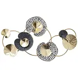 ΜΕΤΑΛΛΙΚΟ ΤΟΙΧΟΥ ΧΡΥΣΟ/ΓΚΡΙ ΓΡΑΜΜΙΚΟ ΣΧΕΔΙΟ ΚΥΚΛΟΙ - 55.2x32.4x5.1cm 4/KIB