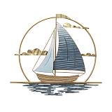 ΜΕΤΑΛΛΙΚΟ ΔΙΑΚΟΣΜΗΤΙΚΟ ΤΟΙΧΟΥ ΣΤΡΟΓΓΥΛΟ ΚΑΡΑΒΙ ΣΤΗΝ ΘΑΛΑΣΣΑ - 49.5x43.2x1.9cm 6/ΚΙΒ